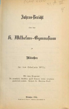 Jahresbericht. 1894/95