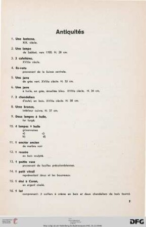 Antiquités (Nr. 1-120)