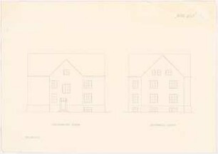 Umbau eines Landhauses Monatskonkurrenz Februar 1933: Aufriss Nordansicht (Straßenansicht), Westansicht (Seitenansicht)