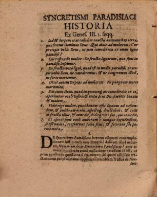 Disp. publ. de syncretismo paradisiaco, et fonte omnis syncretismi, a diabolo inter homines disseminati : ex immotis sacrarum literarum fundamentis composita