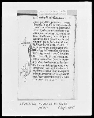 Psalterium cum Canticis — Initiale F mit Randausläufer, Folio 70verso