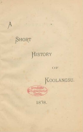 A short History of Koolangsu