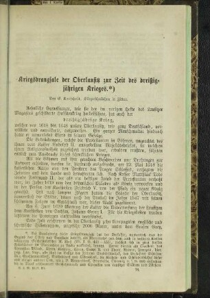 Kriegsdrangsale der Oberlausitz zur Zeit des dreißigjährigen Krieges