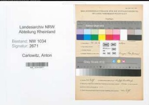 Entnazifizierung Anton Von Carlowitz , geb. 15.12.1866 (Oberst)