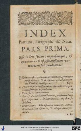 Index Partium, Paragraph. et Num.