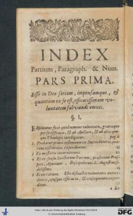 Index Partium, Paragraph. et Num.