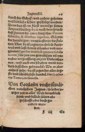 Von Gottlosen unchristenlichen unbillichen Jagten ...
