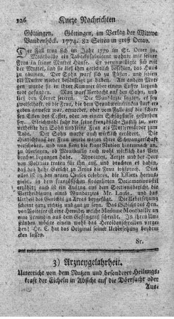 3) Arzneygelahrheit.