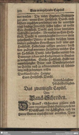 Das zwantzigste Capitel. Von Danck-Schreiben