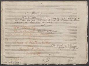 Potpourris, fl (vl), pf, op. 191, HenK 191, D-Dur - BSB Mus.Schott.Ha 2421-2 : [title page:] 8|m|e Potpourrÿ // pour Piano Forte avec accompagnement d'une Flute // ou Violon sur des Thémes favoris de l'opera la Dame // blanche de Boieldieu composé // par // Joseph Küffner