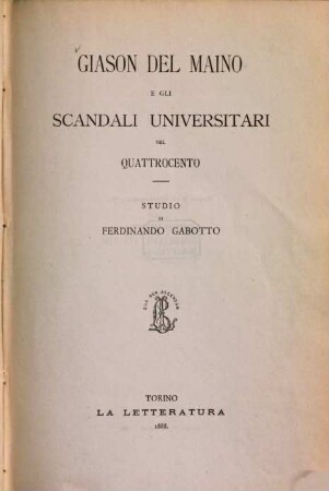Giason del Maino e gli scandali universitari nel quattrocento