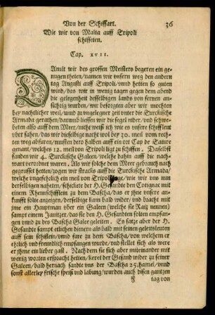 Wie wir von Malta auff Tripoli schiffeten. Cap. XVII.