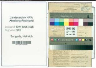 Entnazifizierung Heinrich Bongartz , geb. 31.01.1892 (Kaufmann (nun Schwerstinvalide))