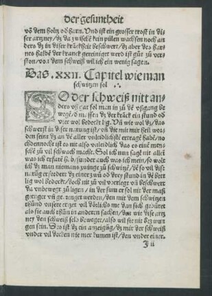 Das .XXII. Capitel wie man schwitzen sol.