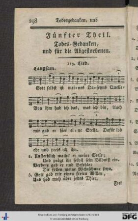 Fünfter Theil. Todes-Gedanken, und für die Abgestorbenen.