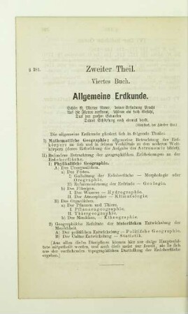 Zweiter Theil. Viertes Buch. Allgemeine Erdkunde