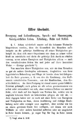 Elfter Abschnitt. Bewegung und Leibesübungen, Sprach- und Sinnesorgane, Geistig-sittliches Leben. Erholung, Ruhe und Schlaf.