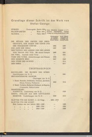 Werkverzeichnis Stefan George
