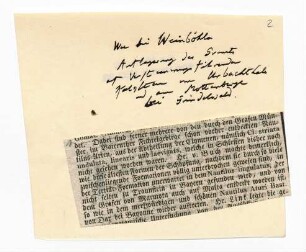 Geologische Notizen und Zeitungsausschnitt