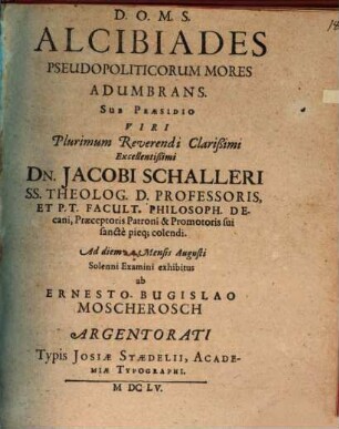 Alcibiades, pseudopoliticorum mores adumbrans