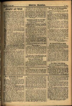 Zweite Ausgabe vom Mittwoch, den 13. April 1938.