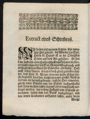 Extract eines Schreibens