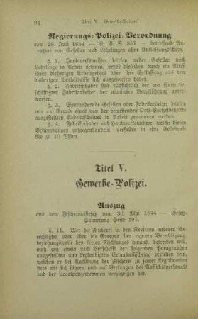 Titel V. Gewerbe-Polizei.