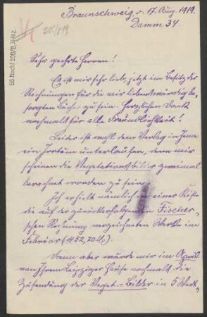 Brief an B. Schott's Söhne : 17.08.1919