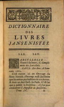 Dictionnaire Des Livres Jansénistes, Ou Qui Favorisent Le Jansénisme : [Dominique de Colonia]. 4