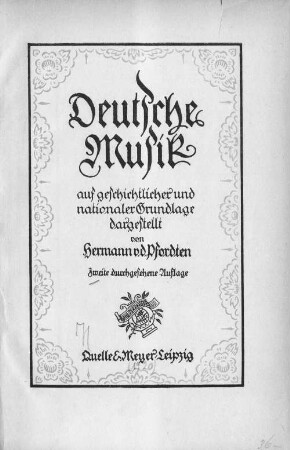 Deutsche Musik auf geschichtlicher und nationaler Grundlage