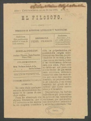 1893,1,6: año 1, núm. 6 (julio 24 de 1893)