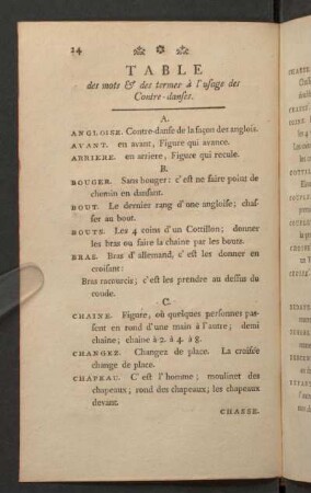 Table des mots & des termes a l'usage des contre-danses