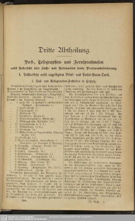 A. Postverkehr nebst angefügtem Brief- und Packet-Porto-Tarif