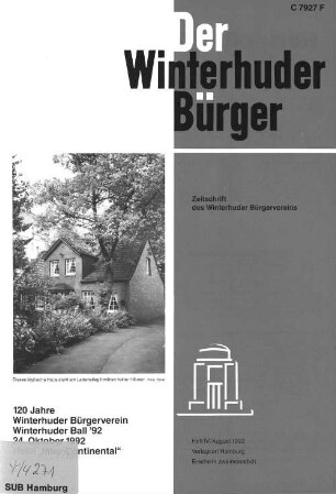 Heft IV / August 1992 : Zeitschrift des Winterhuder Bürgervereins