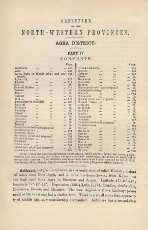 Part IV. Gazetteer of the north-western provinces. Agra District