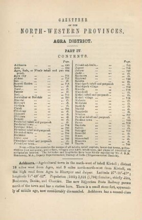 Part IV. Gazetteer of the north-western provinces. Agra District