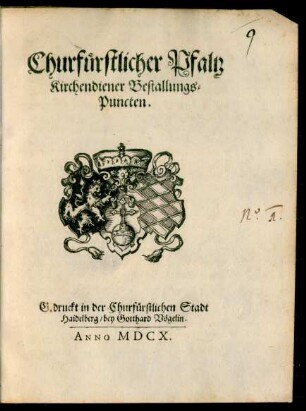 Churfürstlicher Pfaltz Kirchendiener Bestallungs-Puncten