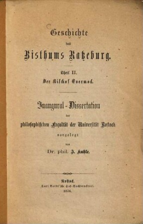 Geschichte des Bisthums Ratzeburg : Theil II. Der Bischof Evermod