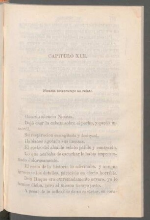 Capítulo XLII. - Nicasia interrumpe su relato.