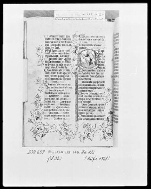 Deutschordensbrevier für die Ballei Utrecht — Initiale D (ixit) insipiens, darin der Narr, Folio 32verso