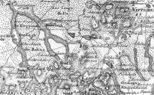 Oßling-Weißig. Karte der Niederlausitz - dem Gebiet Senftenberg, Spremberg, Muskau, Königswartha. Ohne Datum, bez.: Jung, Sect. 72, geograph. Institut Weimar