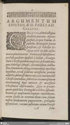 Argumentum Epistolae D. Pauli Ad Galatas