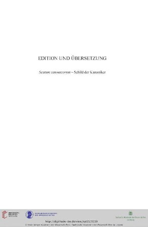 Edition und Übersetzung. Scutum canonicorum - Schild der Kanoniker