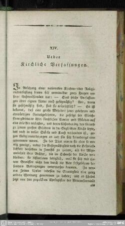 XIV. Ueber Kirchliche Verfassungen