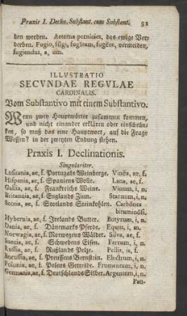 Illustratio Secundae Regulae Cardinalis. Vom Substantivo mit einem Substantivo.