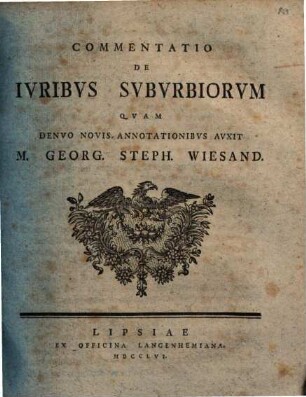 Commentatio De Ivribvs Svbvrbiorvm