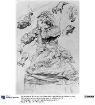 Heinrich von Kleist, Der zerbrochene Krug: Männliche Figur, schwer träumend, Ärmel- und Händestudien