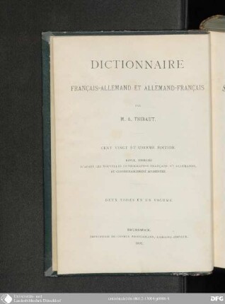 Wörterbuch der französischen und deutschen Sprache