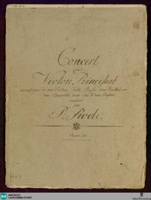 Concertos - Don Mus.Ms. 1642 : vl, orch; g; BacV 245.3