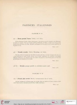 Faiences italiennes(Nr. 427 - 522)